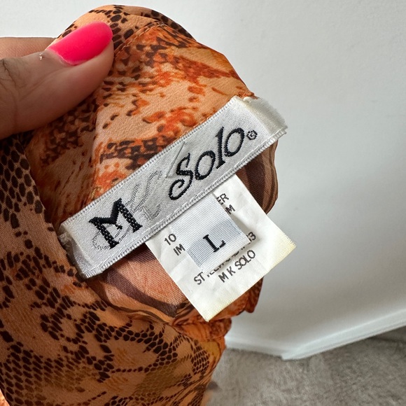 Y2K Sheer Fringe Mix Animal Print Button Down Top With Flare Sleeve Detail Sz L - Picture 6 of 8